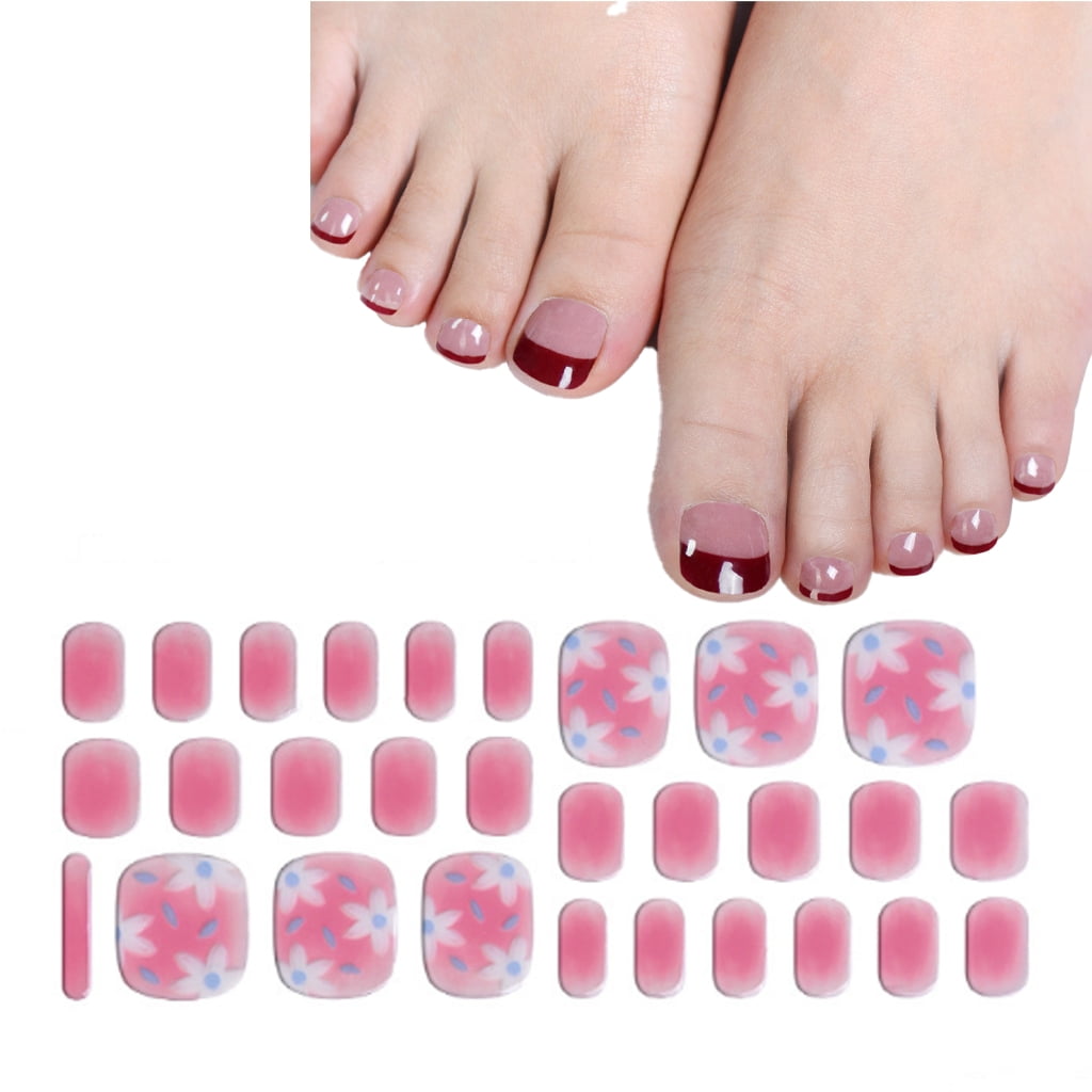 ROZYARD Semi Cured Gels Nails Strips,Toe Nails Polish Strips with ...