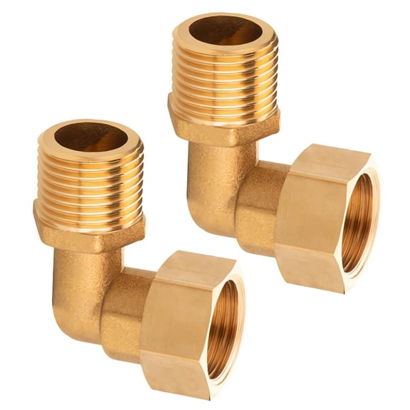 2pcs 1/2 Inch Brass Elbow Fitting Pipe Joint set for Hot & Cold Water Supply