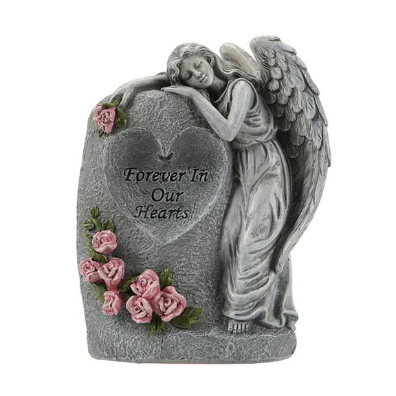 ROZYARD Solar Lighted Outdoor Grave Vase Resins Angelic Sculpture Ornament Decoration