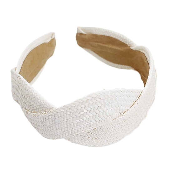 ROZYARD Solid Color Braid Detail Straw Headbands Fashionable Hairband For Daily Use