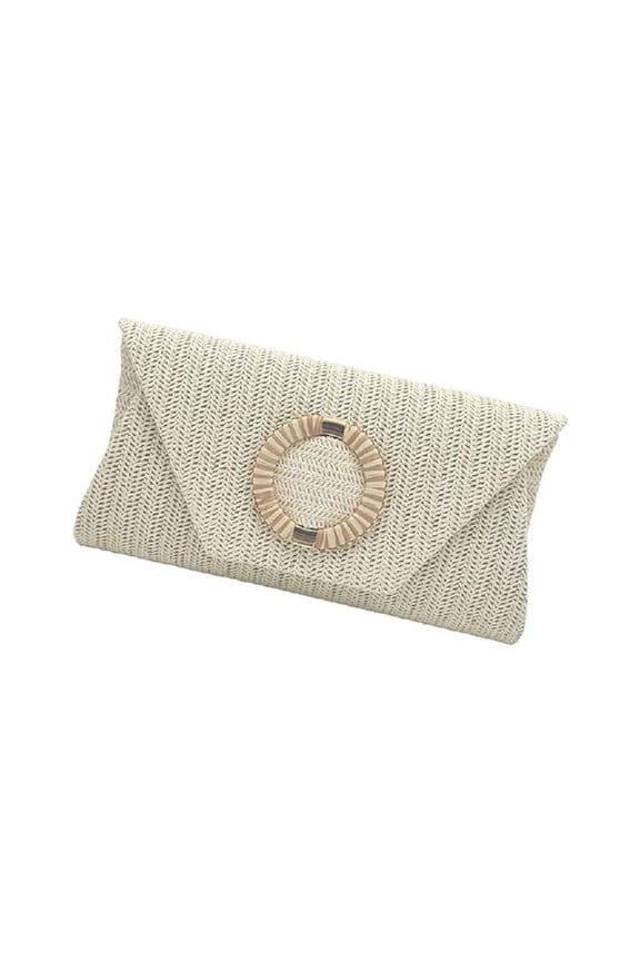 Straw Clutch Handbag Summer Beach Straw Purse for Women Woven Envelope Bag