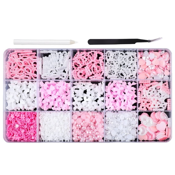 ROZYARD Sweet Bowknot Nail Charms Cute 3D Bow Nails Art Charms Pearl Beads Flower Charms