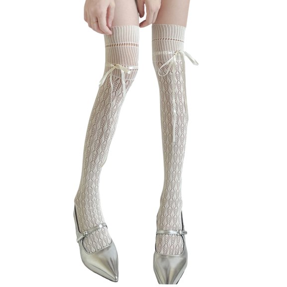 ROZYARD Thigh Highs Stockings Ballet Laced Up Fishnet Stockings Over Knee Highs Socks