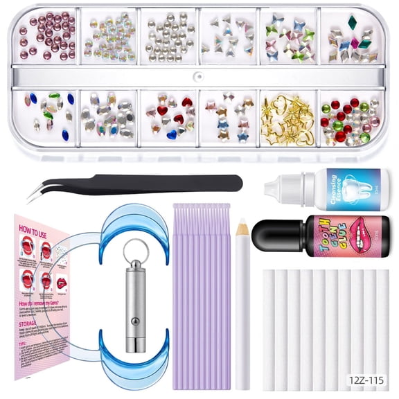ROZYARD Tooth Jewelry Tools for Teeth Tooth Artificial Crystal Rhinestones Mixed Sizes