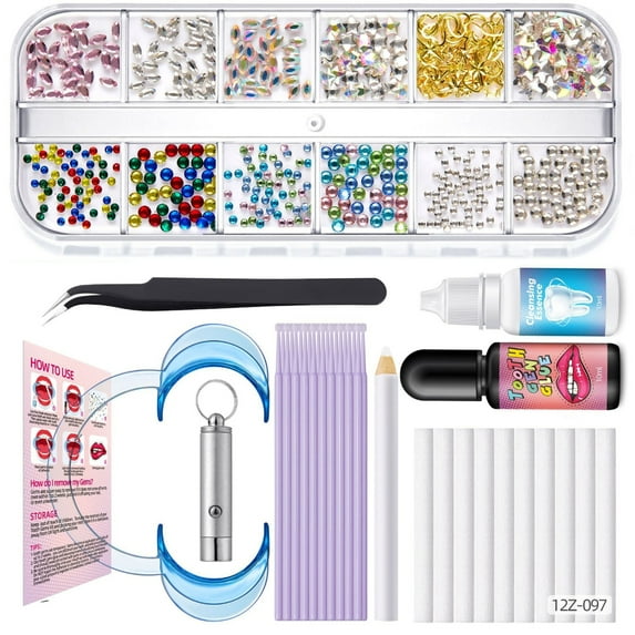 ROZYARD Tooth Jewelry Tools for Teeth Tooth Artificial Crystal Rhinestones Mixed Sizes