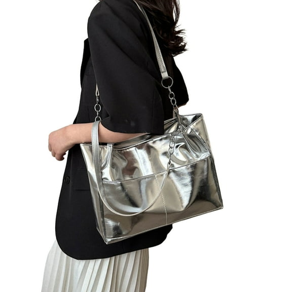 ROZYARD Tote Bag Large Capacity Trendy Shoulder Bag for Girl Women Versatile Waterproof Shopping Bag Handbag Solid Color Bag