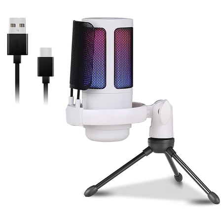 ROZYARD USB Condenser Microphone 192kHz Adjustable Lighting for Computers Gaming and Streaming Podcasting Live Singing Mic