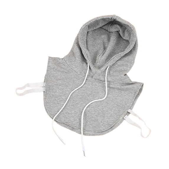 ROZYARD Unisex Hoodie Fake Collar Detachable Dickey Solid Color Half Sweatshirt with Hat