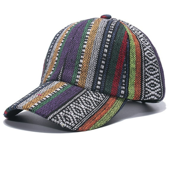 ROZYARD Vintage Baseball Cap Boho Striped Peaked Cap Ethnic Style for Sun Hat for Campin