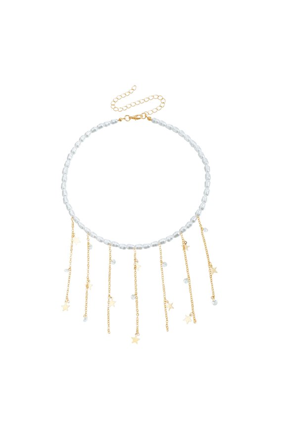 Vintage Inspire Baroque Pearls Necklace with Delicate Fringe Detailing