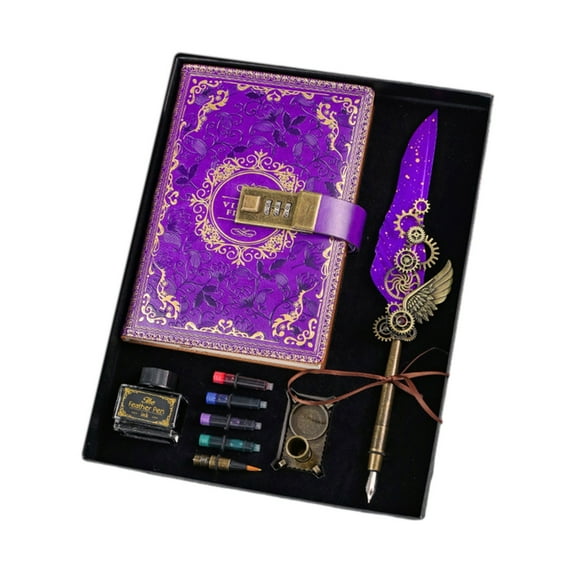 ROZYARD Vintage Lock Journal Locking Notebook Journal with Combination Lock & Umbrella