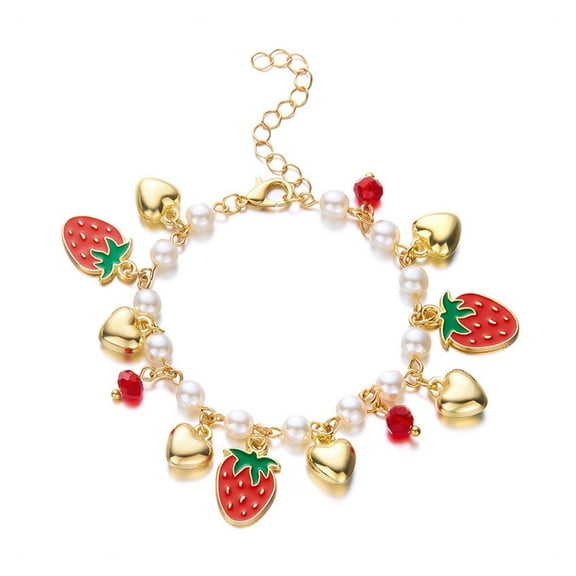 ROZYARD Vocation Love Charm Bracelet with Strawberry Cherrys and Heart Designs