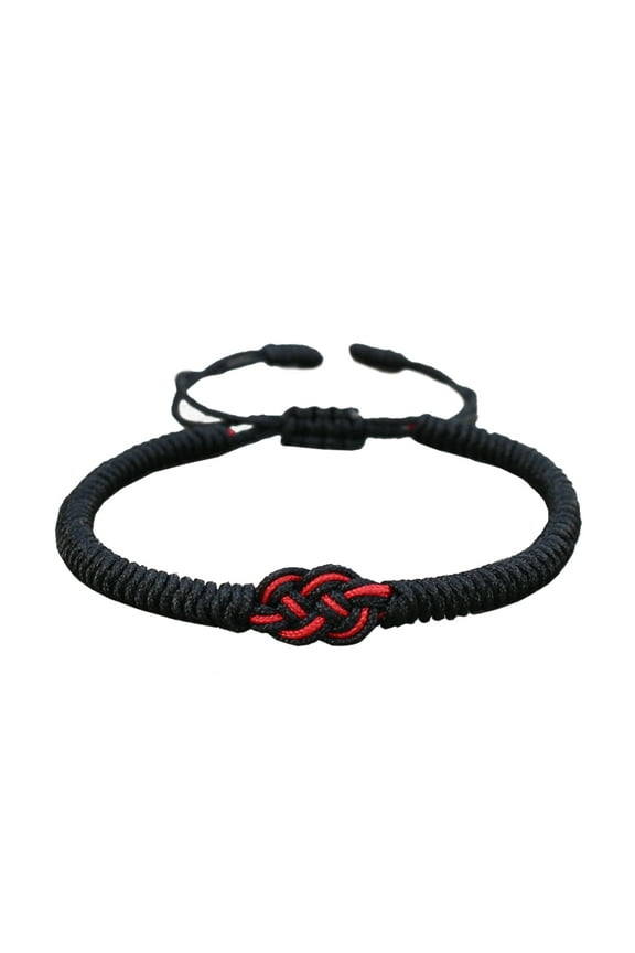 Waven Bracelets Concentric Knot Red Black for Teen Boy Girls Handmade Cute Adjustable Rope Strand Jewelry Beach Anklets
