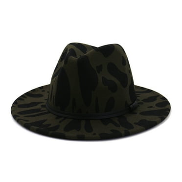 ROZYARD Western Cowboy Hat Cow Print Cowboy Hat with Rope Big Brim Hat Jazz Top Hat All-match Cowboy Felt Hat for Unisex