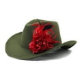 thumbnail image 1 of ROZYARD Western Cowboy Hat Cowgirl Hat Flower Feathers Womens Fedora Hat Party Props, 1 of 16
