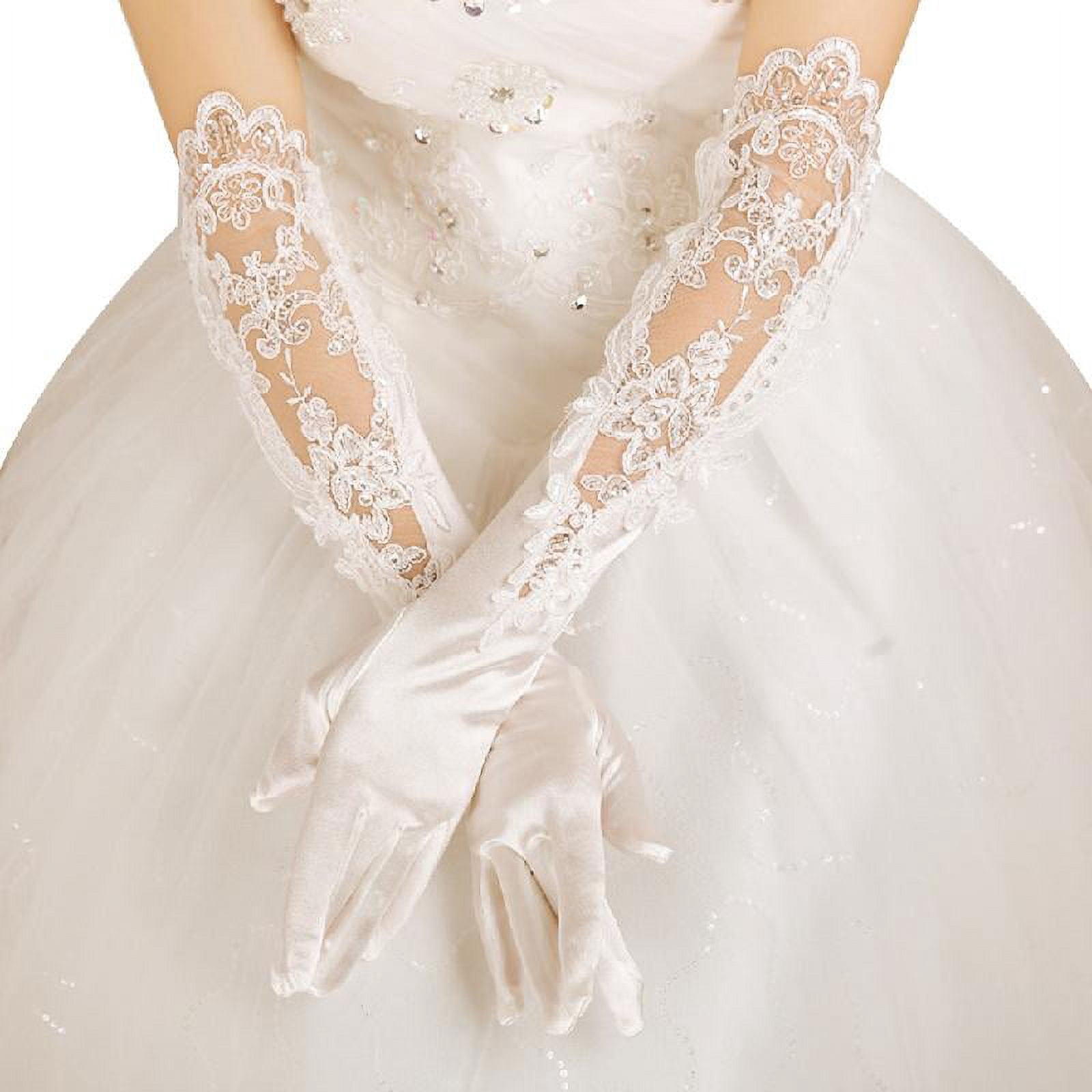 ROZYARD White Satin Long Gloves Elegant Courtesy Elbow Length Wedding