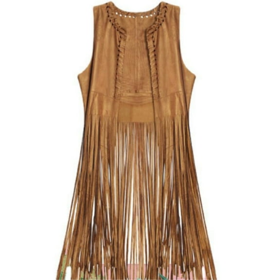 ROZYARD Women Sleeveless Tassels Vest Hippie Faux Suedes Fringe Jackets Cardigan Outwear