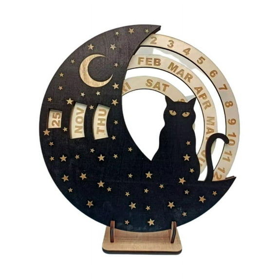 ROZYARD Wood Circular Calendar Farmhouse Decoration for Home Office Rotatable Calendar
