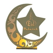 ROZYARD Wooden Ramadan Eid Mubarak Moon Star LED Light Durable to Use Gift for Home