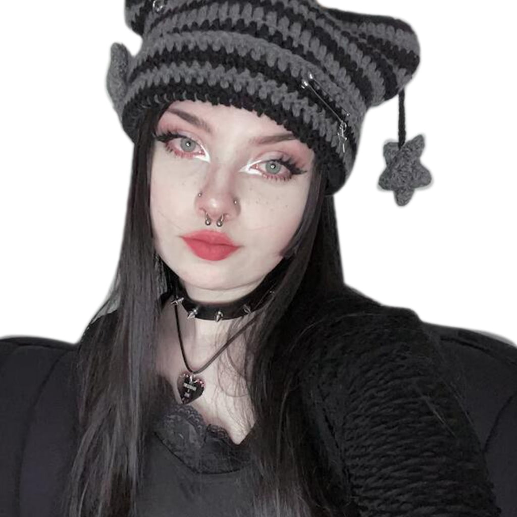 ROZYARD Y2k Style Handmade Cat Ear Shape Hat Knit Winter