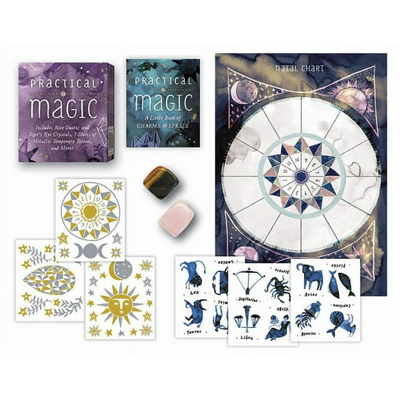 Rp Minis Practical Magic: Includes Rose Quartz and Tiger's Eye Crystals, 3 Sheets of Metallic Tattoos, and More!, (Hardcover)