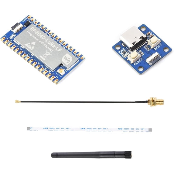 RP2040-LoRa Development Board, Integrates SX1262 RF Chip, Long-Range Communication, LF Kit, Bundle with USB Type-C Adapter Board and 8PIN FPC Cable ~15cm