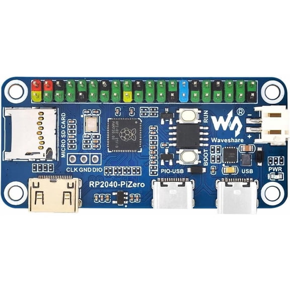 RP2040-PiZero Development Board, Based On The RP2040 Dual-Core Processor, 264KB Static Random and 16MB Onboard Flash Memory, Compatible with 40PIN GPIO Header