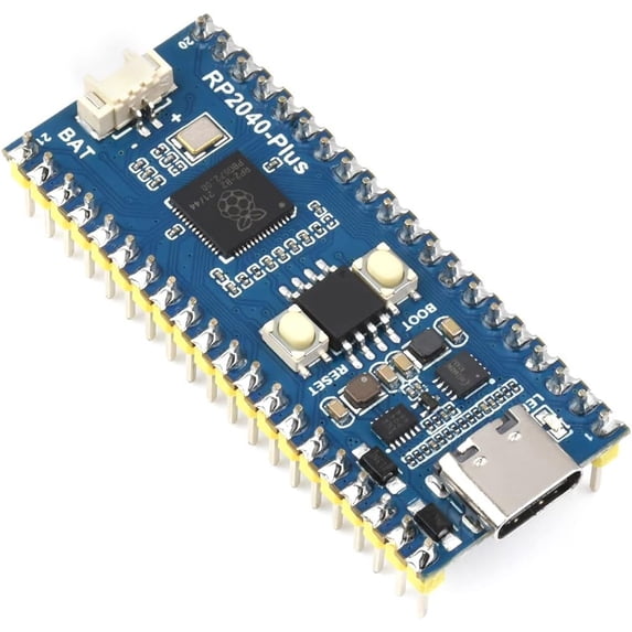 RP2040-Plus Mini Board with Pre-Soldered Header Pico-Like MCU Board Based on RP2040 Chip,Dual-core Arm Cortex M0+ Processor,USB-C Connector,16MB Flash,Higher Current DC-DC Chip
