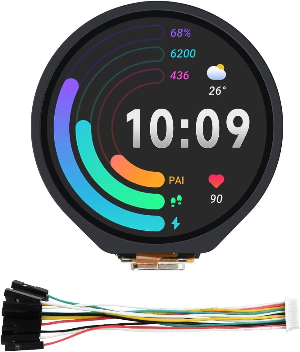 RP2350 MCU Board with 1.28inch Round Touch LCD 240×240 Pixels 65K Color IPS Display,Dual-core & Dual-Architecture Design,6-axis Sensor