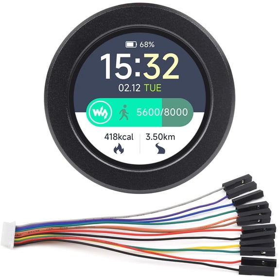 RP2350 MCU Board, with 1.28inch Round Touch LCD, Dual-core & Dual-Architecture Design, 240240 Pixels, 65K Color, IPS Panel, with Case