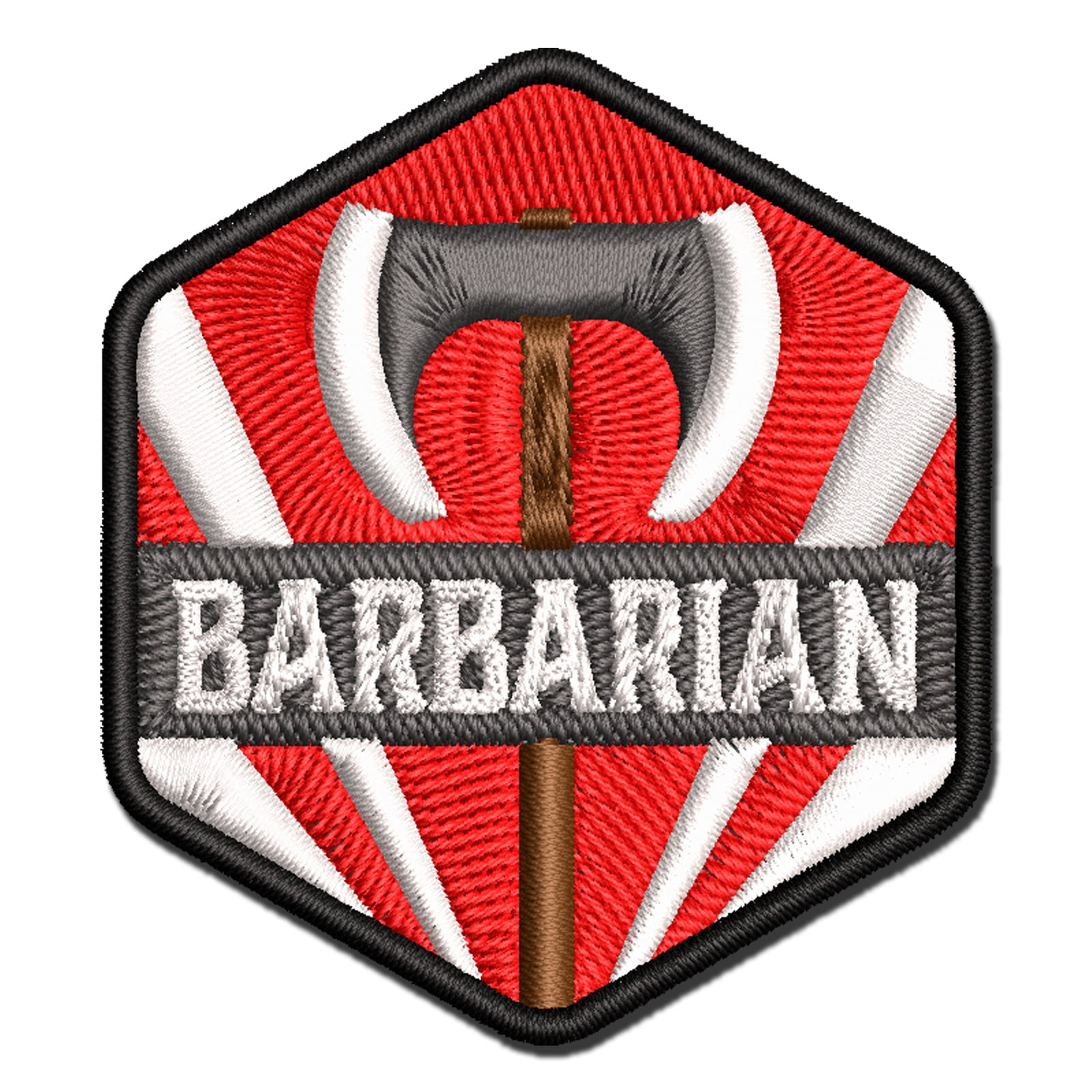 RPG Class Barbarian Games Fantasy Gaming Applique Multi-Color Embroidered Iron-On Patch - 3.5 Inch Large