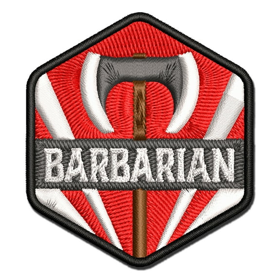 RPG Class Barbarian Games Fantasy Gaming Applique Multi-Color Embroidered Iron-On Patch - 3.5 Inch Large