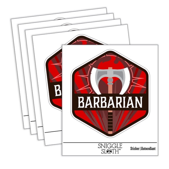 RPG Class Barbarian Games Fantasy Gaming Car Window Bumper Water Bottle Phone Tablet Laptop Waterproof Vinyl Decal Sticker Set 5-Pack - Gloss Finish - 2.0"