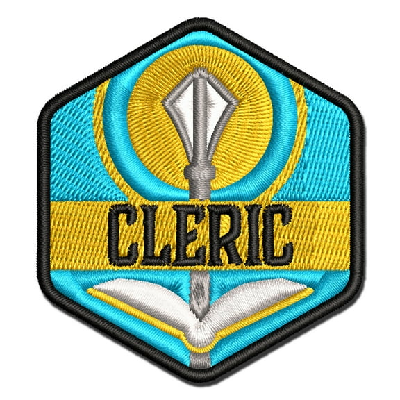 RPG Class Cleric Games Fantasy Gaming Applique Multi-Color Embroidered Iron-On Patch - 2.0 Inch Mini