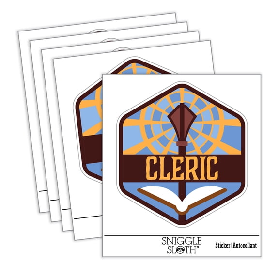 RPG Class Cleric Games Fantasy Gaming Car Window Bumper Water Bottle Phone Tablet Laptop Waterproof Vinyl Decal Sticker Set 5-Pack - Gloss Finish - 2.0"