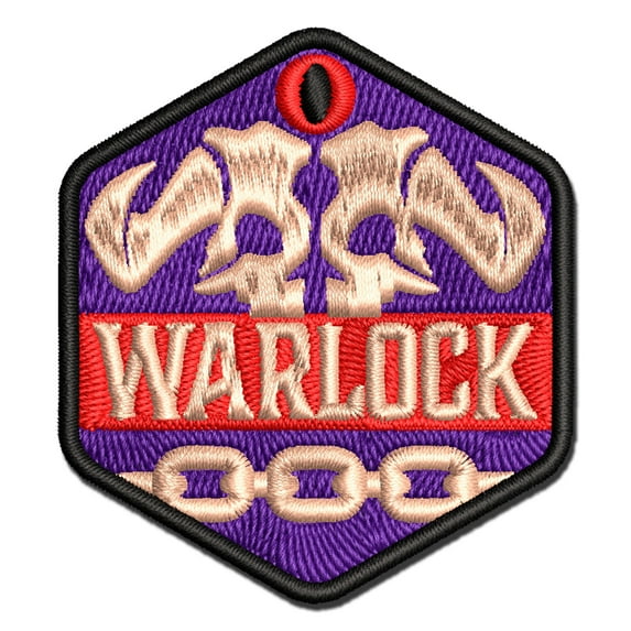 RPG Class Warlock Games Fantasy Gaming Applique Multi-Color Embroidered Iron-On Patch - 2.0 Inch Mini