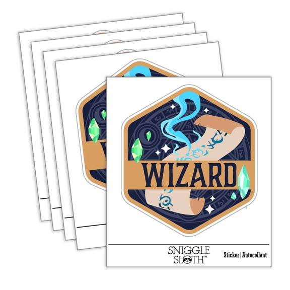 RPG Class Wizard Mage Games Fantasy Gaming Car Window Bumper Water Bottle Phone Tablet Laptop Waterproof Vinyl Decal Sticker Set 5-Pack - Gloss Finish - 5.0"