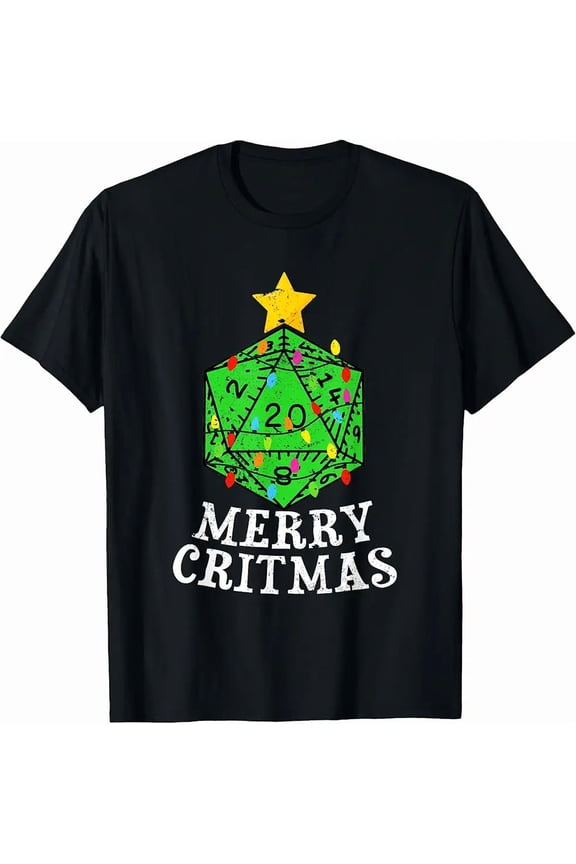 RPG Gamer Holiday Xmas D20 Tabletop Gaming Graphic T-Shirt up to size 5XL