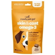 Ready Pet Go! Skin and Coat Supplement for Dogs with Omega 3, Krill Oil, and Vitamin E, 60-piece
