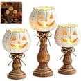 thumbnail image 1 of RPKPR Rustic White Pumpkin Tealight Candle Holder Set, 3 Pcs Farmhouse Halloween Pumpkin Tea Light Holder, Fall Table Centerpiece Decor for Halloween & Thanksgiving Party, 1 of 6