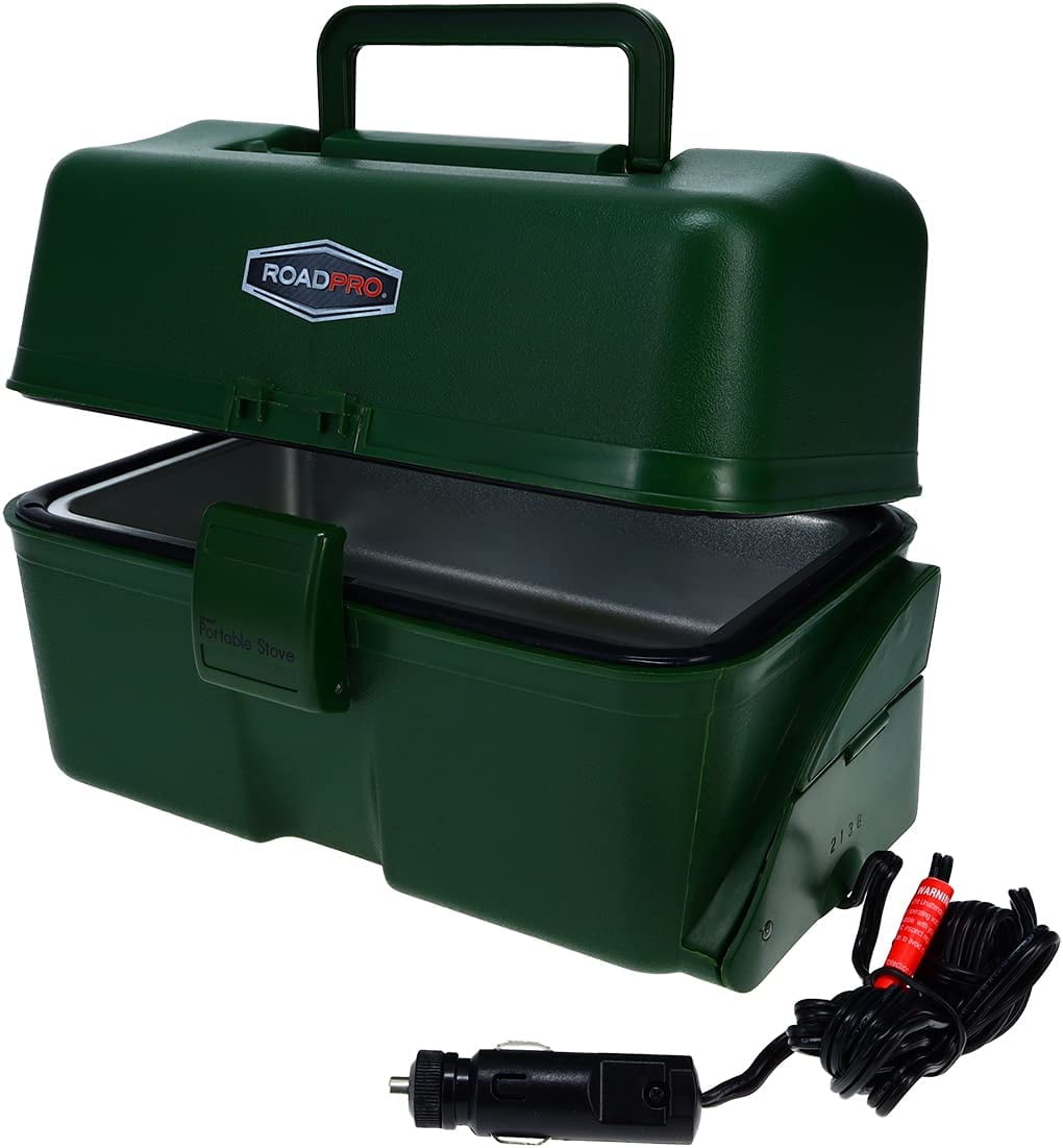 RPLBSTOVET2 Electric Lunch Box Oven for Truck Portable Food Warmer Heated Lunch Box for Adults 12v Car Stove Van Life Travel or Construction  Deluxe, Hunter Green, 1 Quart