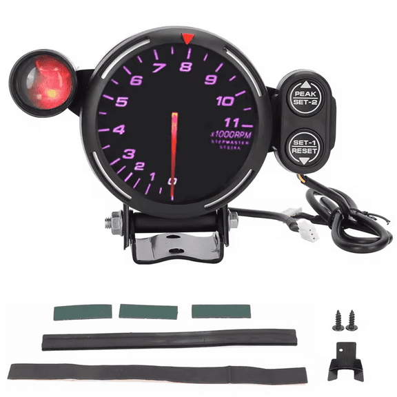 RPM Tacho Gauge Electronic 10-15V Auto Tachometer Clear Display 3.15in 7 Color ABS for Replacement