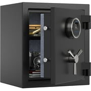 RPNB Deluxe Biometric Fireproof Safe Box,Digital Fingerprint Fireproof Waterproof Safe with Touch Screen,Removable Shelf and 3 Spoke Safe Handle,Home Safe for Cash Documents Jewelry,0.84 Cubic Feet