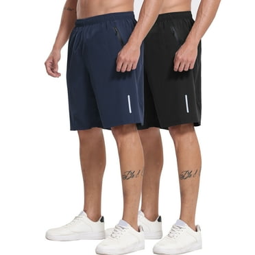 RPOVIG 2 Pack Men's Athletic Shorts Sets Workout Running Basketball Quick Dry with Zipper Pocket