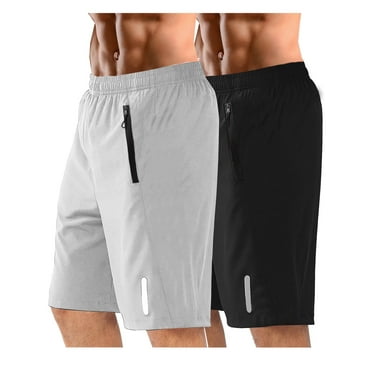 RPOVIG 2 Pack Men's Athletic Shorts Sets Workout Running Basketball Quick Dry with Zipper Pocket