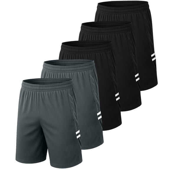 RPOVIG 5 Pack Men's Athletic Gym Shorts Basketball Running Quick Dry Workout Short Elasticated Waistband With Pockets