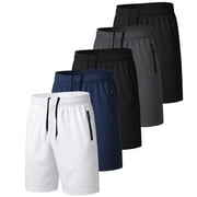 5 Pack Men's Athletic Gym Shorts Running Quick Dry Workout Short Elasticated Waistband with Pockets