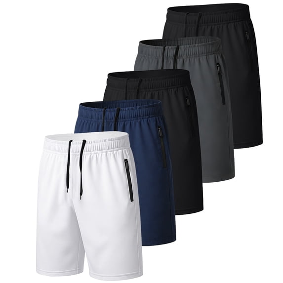 RPOVIG 5 Pack Men's Athletic Gym Shorts Running Quick Dry Workout Short Elasticated Waistband with Pockets