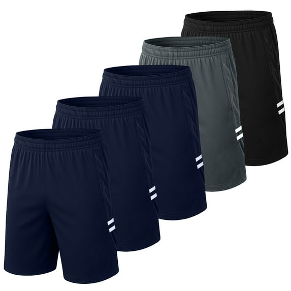 RPOVIG 5 Pack Men's Athletic Gym Shorts Running Quick Dry Workout Short Elasticated Waistband with Pockets