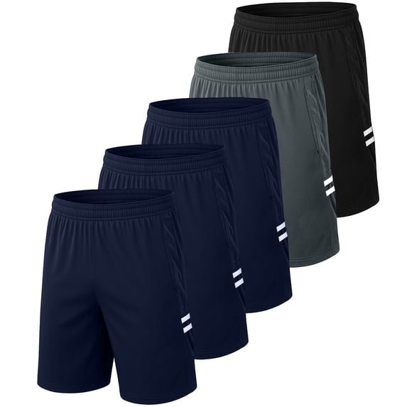 RPOVIG 5 Pack Men's Athletic Gym Shorts Running Quick Dry Workout Short Elasticated Waistband with Pockets